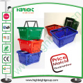 Plastic Double Handles Shopping Basket for Big Supermarket